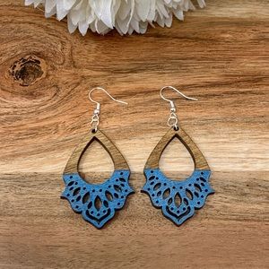 Western cut two-toned jeweled earrings